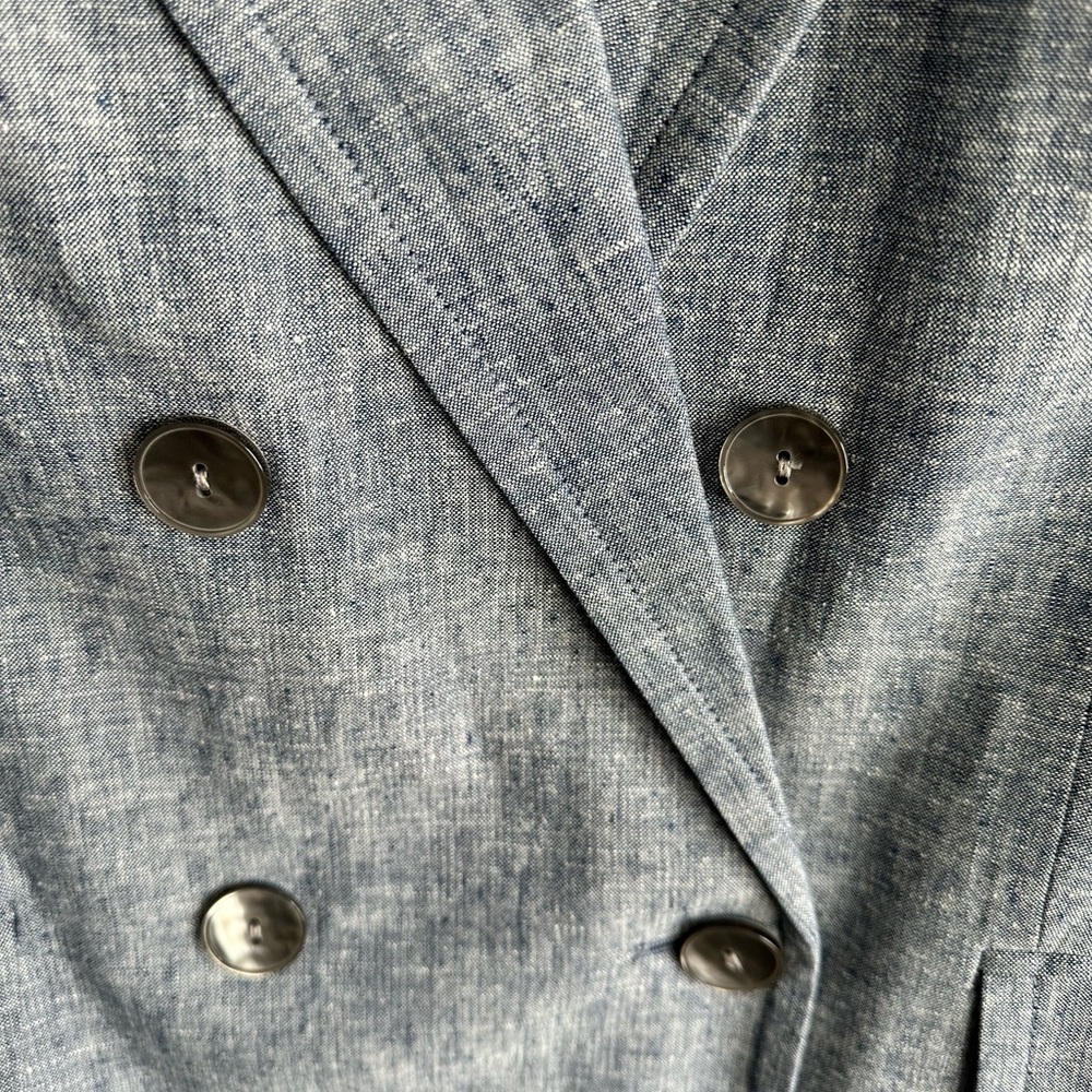 Ann Taylor blue Chambray double breasted Blazer - Picture 3 of 5